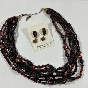 Coldwater Creek Multi-Strand Necklace with Earrings